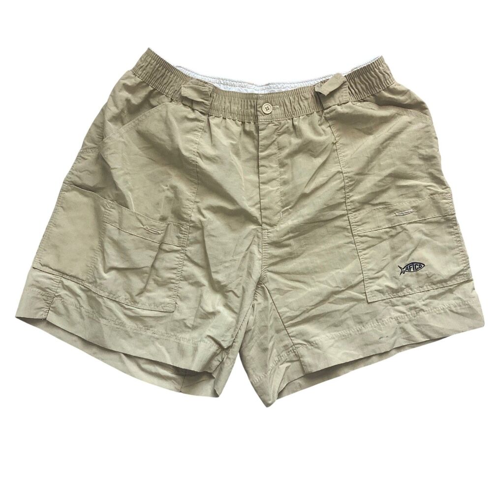 Aftco Shorts Tan Fishing Tackle Performance Cargo Elastic Outdoor Angler 38